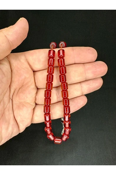 ÇUBUK KEHRİBAR TESBİH BAL RENK KAPSÜL KESİM 8MM X 7MM T-527 - Resim 2