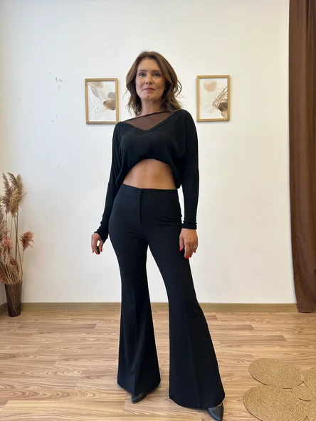 İspanyol Paça Krep Pantolon - Resim 3