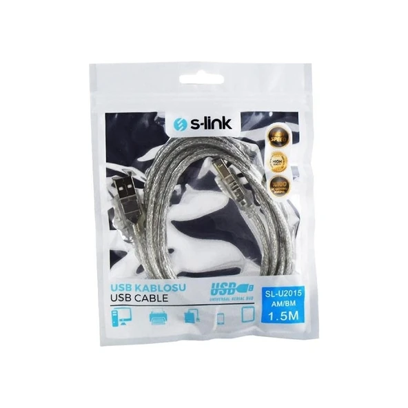 SL-U2015 Usb2.0 1.5m Şeffaf Yazıcı Kablosu, Şeffaf ürün görseli