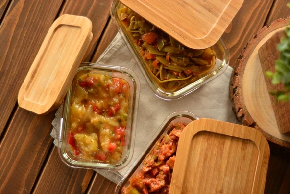 BAMBUM Lavi - 3 lü Dikdörtgen Saklama Kabı Seti - Resim 3