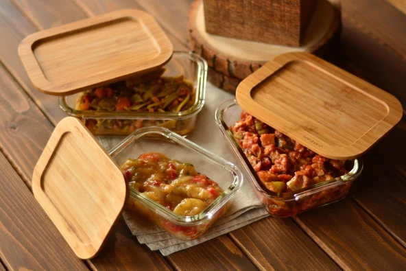 BAMBUM Lavi - 3 lü Dikdörtgen Saklama Kabı Seti - Resim 4