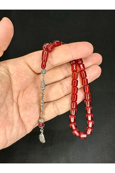 ÇUBUK KEHRİBAR TESBİH BAL RENK KAPSÜL KESİM 8MM X 7MM T-527 - Resim 3