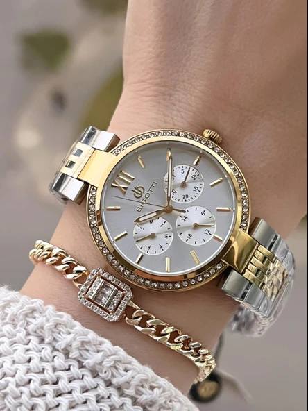 Bigotti Çelik Kordon 2 Yıl Garantili 3 Atm Suya Dayanıklı Spor Kadın Kol Saati+Bileklik YBG.10661.5 ürün görseli