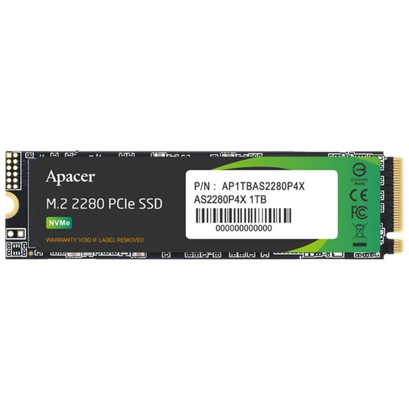 Apacer 1TB AS2280P4X 2100-1700MB-s NVMe PCIe M.2 SSD Disk (AP1TBAS2280P4X-1) ürün görseli