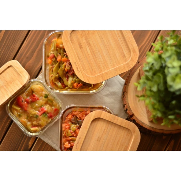 Bambum Lavi - 3 lü Kare Saklama Kabı Seti ürün görseli