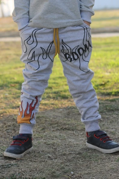 Çiggo Kids Boom Yazılı Alev Baskılı 2ip Erkek Çocuk Eşofman Altı ürün görseli 1