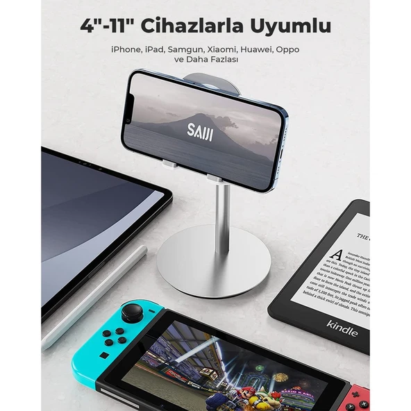 Bix Saıjı S1 Plus Masa Için Cep Telefonu & Tablet Standı, Ayarlanabilir Yükseklik Açısı, Iphone, Ipad, Samsung Vb. Tüm 4''-11''ekranlar Için Uyumludur. - Resim 6