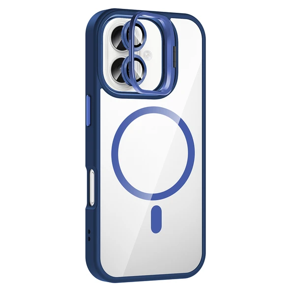 iPhone 17 Kılıf Standlı ve Kamera Lens Hediyeli M-Safe Şarj Özellikli ZNTH Etro Kapak - Turuncu - Resim 4