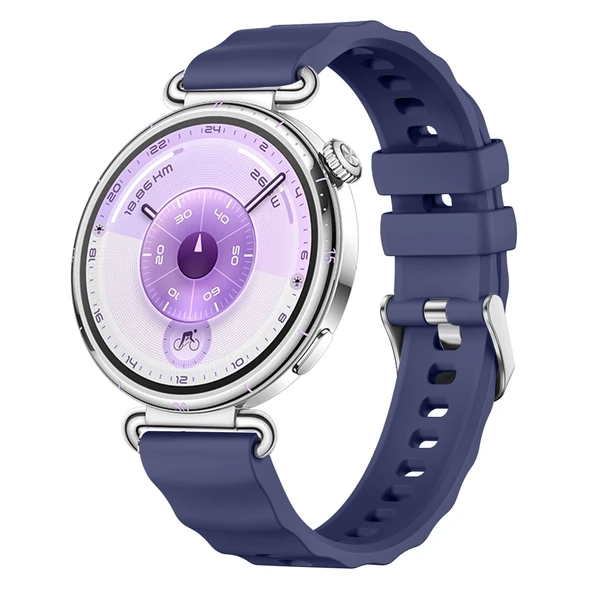 Sneezy Huawei Watch GT6 41mm İle Uyumlu SoftFlex Metal Tokalı Spor Silikon Akıllı Saat Kordonu  Lacivert ürün görseli