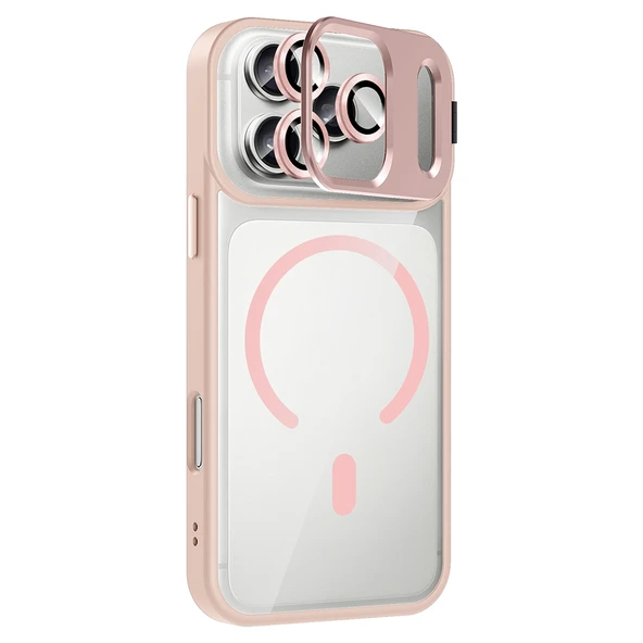 iPhone 17 Pro Max Kılıf Standlı ve Kamera Lens Hediyeli M-Safe Şarj Özellikli ZNTH Etro Kapak - Siya - Resim 6