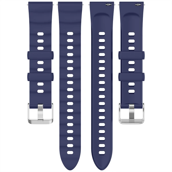 Sneezy Huawei Watch GT6 41mm İle Uyumlu SoftFlex Metal Tokalı Spor Silikon Akıllı Saat Kordonu  Lacivert - Resim 6