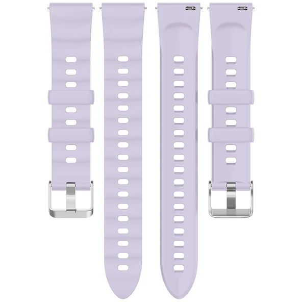 Sneezy Huawei Watch GT6 41mm İle Uyumlu SoftFlex Metal Tokalı Spor Silikon Akıllı Saat Kordonu  Lila - Resim 6