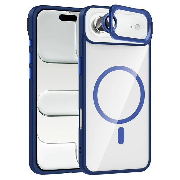 iPhone 17 Air Kılıf Standlı ve Kamera Lens Hediyeli M-Safe Şarj Özellikli ZNTH Etro Kapak - Desert T - Resim 2