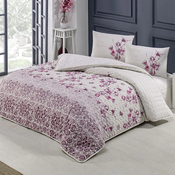 Kristal Tek Kişilik Light Kapitone Nevresim Takımı Lida Lila ürün görseli 1