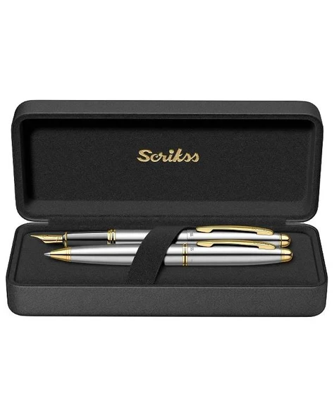 Scrikss 88 Dolma Kalem Ve Tükenmez Kalem Set Altın Krom ürün görseli