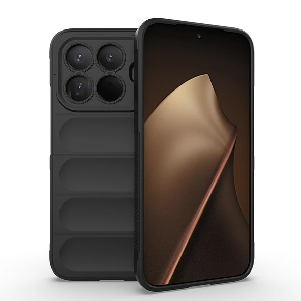 15T Pro Kılıf Esnek TPU Oyuklu Arka Yüzey Tasarımlı ZNTH Etnik Silikon Kapak - Siyah - Resim 2