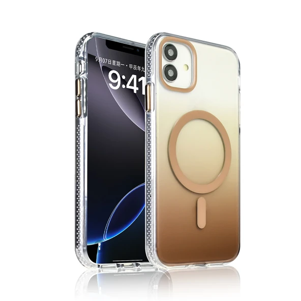 iPhone 11 Kılıf M-safe Şarj Özellikli Transparan Renk Geçişli ZNTH Toros Kapak - Gold ürün görseli