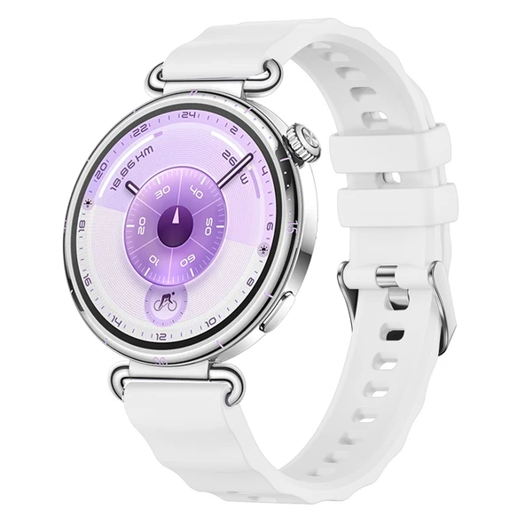 Sneezy Huawei Watch GT6 41mm İle Uyumlu SoftFlex Metal Tokalı Spor Silikon Akıllı Saat Kordonu  Beyaz ürün görseli