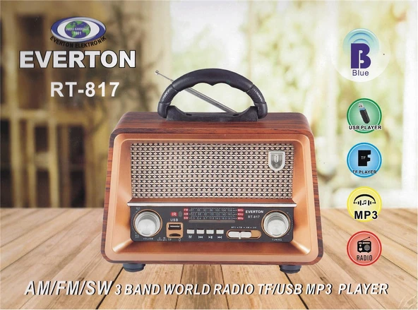Everton Rt-817  Bluetooth Fm-Usb-Tf-Aux Şarjlı Nostaljik Radyo ürün görseli 1