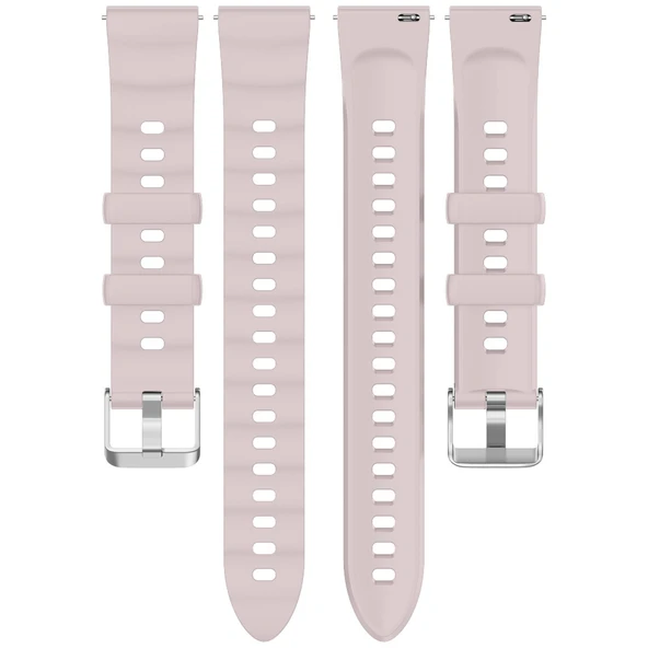 Sneezy Huawei Watch GT6 41mm İle Uyumlu SoftFlex Metal Tokalı Spor Silikon Akıllı Saat Kordonu  Pudra - Resim 6