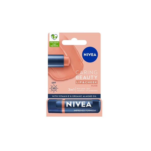 Nivea Lip Cheek Caring Beauty Nude Spf30 Dudak Bakım Kremi ürün görseli