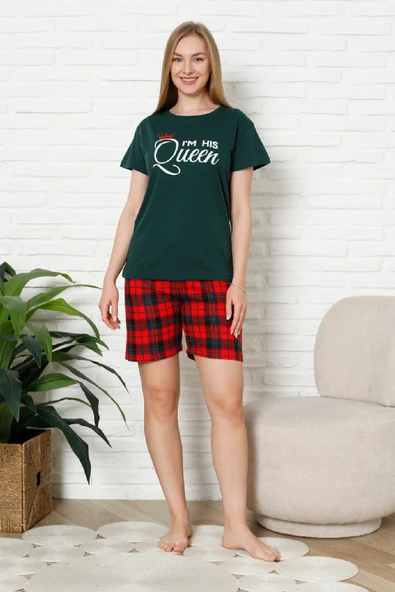 Kadın Pijama Takımı - Ekose Altlı (Diz Üstü) - 12426 ürün görseli 1