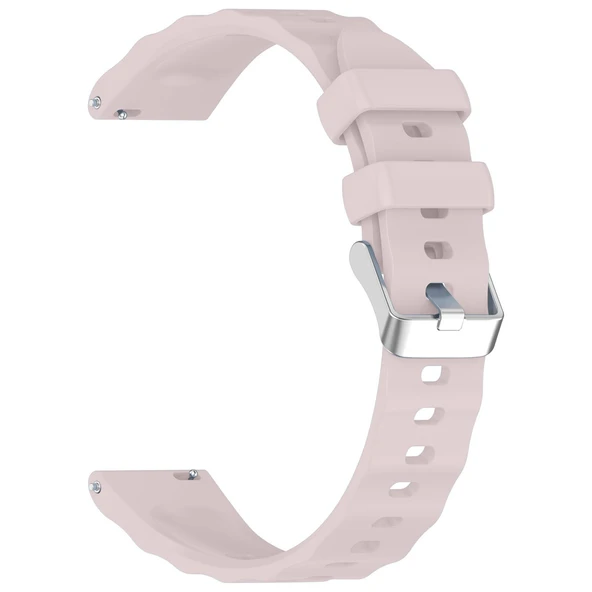 Sneezy Huawei Watch GT6 41mm İle Uyumlu SoftFlex Metal Tokalı Spor Silikon Akıllı Saat Kordonu  Pudra - Resim 4