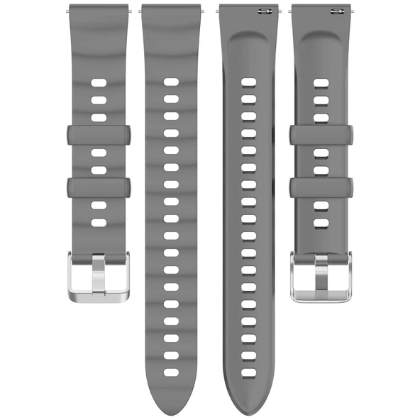 Sneezy Huawei Watch GT6 41mm İle Uyumlu SoftFlex Metal Tokalı Spor Silikon Akıllı Saat Kordonu  Koyu Gri - Resim 6