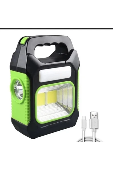 Şarjlı Ve Güneş Enerjili Kamp Feneri El Feneri Yüksek Işıklı Kamp El Feneri 3W+1W+12W Avcı Feneri - Resim 2