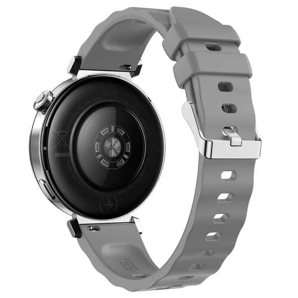 Sneezy Huawei Watch GT6 41mm İle Uyumlu SoftFlex Metal Tokalı Spor Silikon Akıllı Saat Kordonu  Koyu Gri - Resim 2