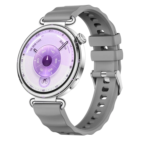 Sneezy Huawei Watch GT6 41mm İle Uyumlu SoftFlex Metal Tokalı Spor Silikon Akıllı Saat Kordonu  Koyu Gri ürün görseli