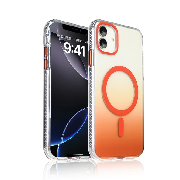 iPhone 11 Kılıf M-safe Şarj Özellikli Transparan Renk Geçişli ZNTH Toros Kapak - Turuncu ürün görseli