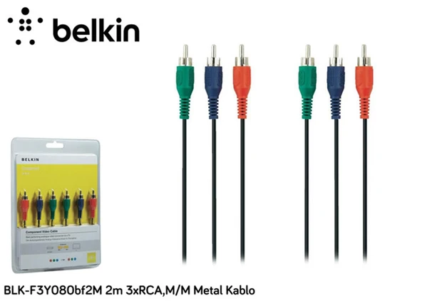 Belkin BLK-F3Y080BF2M 2m 3xrca,m-m Metal Kablo ürün görseli