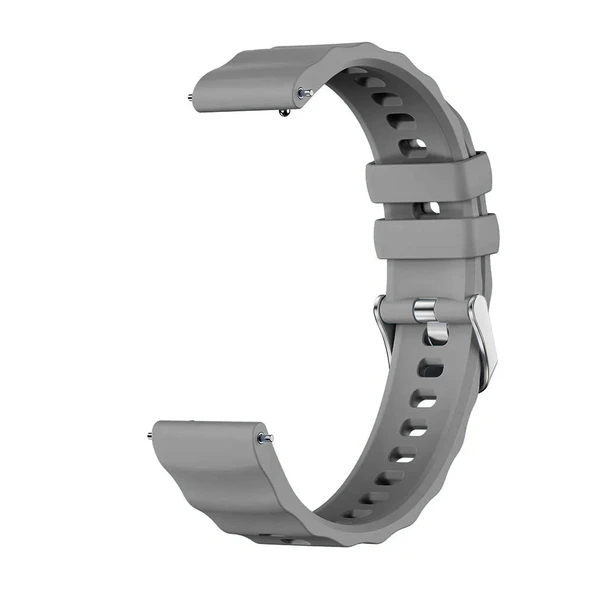 Sneezy Huawei Watch GT6 41mm İle Uyumlu SoftFlex Metal Tokalı Spor Silikon Akıllı Saat Kordonu  Koyu Gri - Resim 3