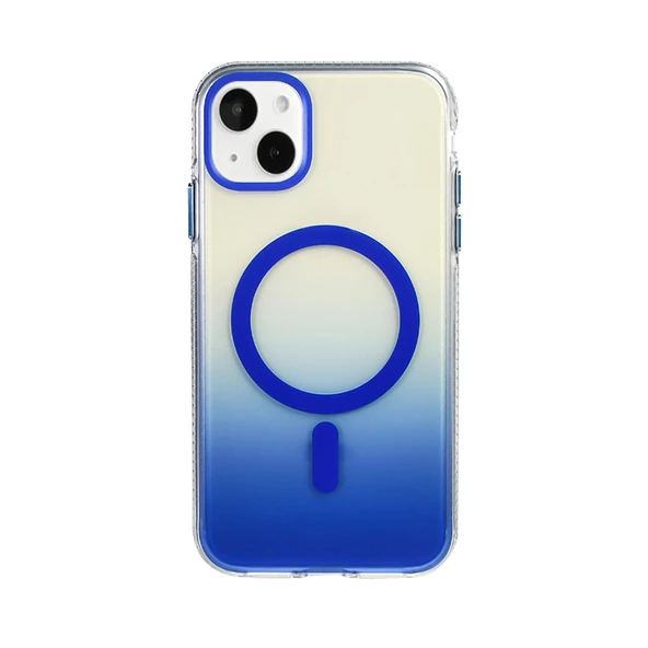 iPhone 15 Kılıf M-safe Şarj Özellikli Transparan Renk Geçişli ZNTH Toros Kapak - Mavi - Resim 5