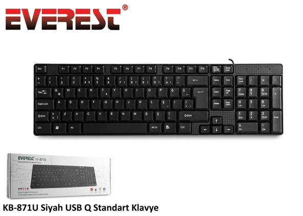 Everest KB-871U Siyah Q Usb Kablolu Standart 108 Tuşlu Klavye ürün görseli 1