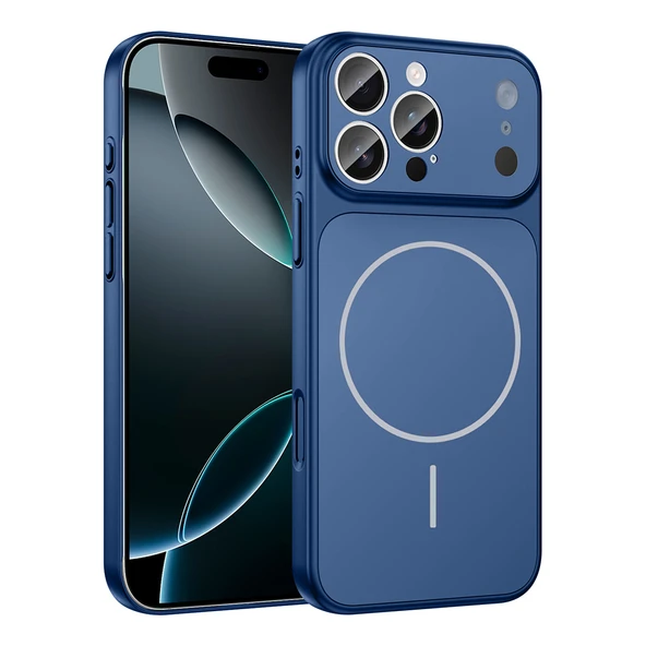 iPhone 14 Pro Kılıf ZNTH M-Safe Şarj Özellikli Kamera Korumalı Formen Kapak - Mavi ürün görseli