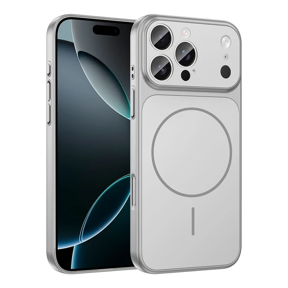 iPhone 15 Pro Kılıf ZNTH M-Safe Şarj Özellikli Kamera Korumalı Formen Kapak - Gümüş ürün görseli