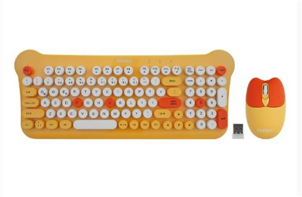 Everest KM-6244 BUNNY Renkli Tuşlu Sarı 2.4 ghz + BT Kablosuz Q Multimedia Klavye + Mouse Set ürün görseli 1