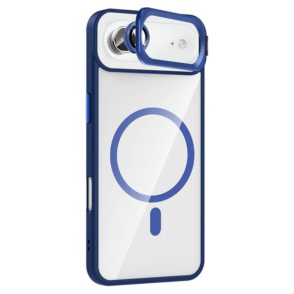 iPhone 17 Air Kılıf Standlı ve Kamera Lens Hediyeli M-Safe Şarj Özellikli ZNTH Etro Kapak - Pembe - Resim 4