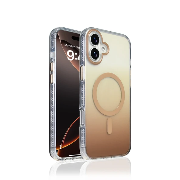 iPhone 16 Plus Kılıf M-safe Şarj Özellikli Transparan Renk Geçişli ZNTH Toros Kapak - Gri - Resim 2