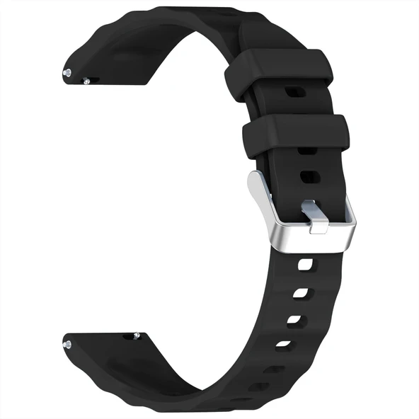 Sneezy Huawei Watch GT6 41mm İle Uyumlu SoftFlex Metal Tokalı Spor Silikon Akıllı Saat Kordonu  Siyah - Resim 10