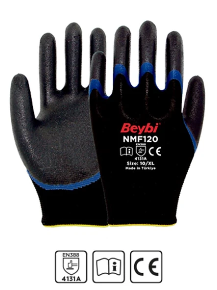Beybi NMF120 10 bEDEN 12Lİ Mikro Köpük 1-2 Nitril Kaplı Polyester Örgü Eldiven ürün görseli