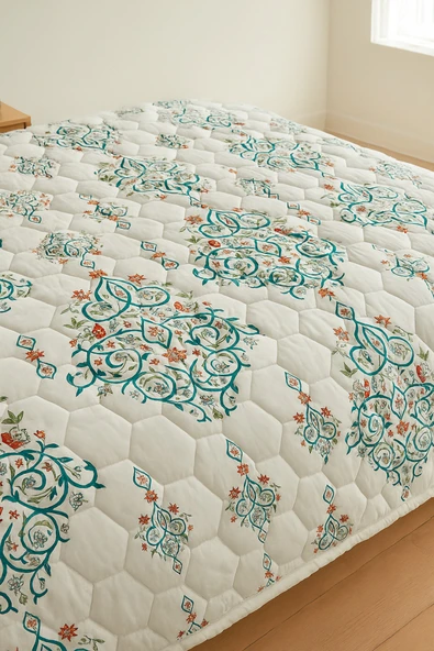 Mislina Home Canary Tek Kişilik Kapitone Dolgulu Pike 4 Mevsim Petek Dsn |Yastık Kılıfı Hediye| 160x230cm - Resim 2