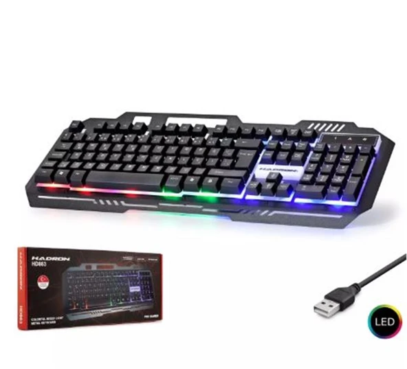 Hadron Hd863 Kablolu Oyuncu Klavye Metal Led Q Siyah ürün görseli 1
