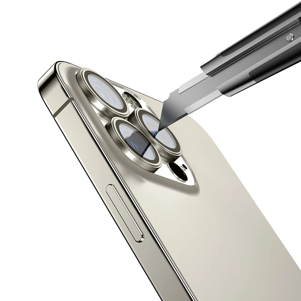 iPhone 16 Pro ZNTH Mikro Kamera Lens Koruyucu - Gri - Resim 6