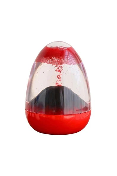 Volkan Patlaması Kırmızı Kum Saati Dekoratif Şık Görünümlü Kum Saati Ev Ofis Masa Üstü Hediyelik - Resim 3