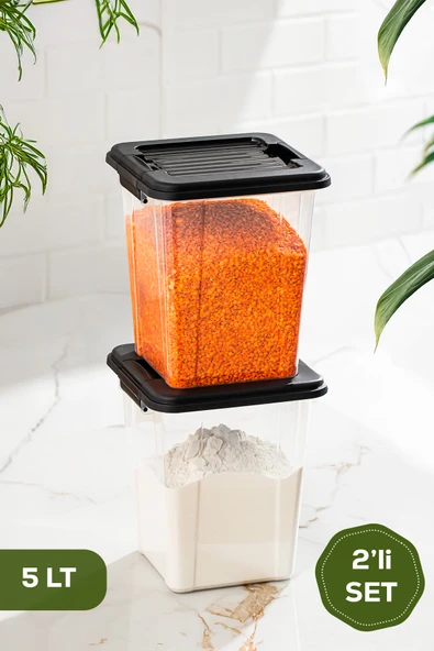 Porsima 4379 2li Mega Boy Hava Geçirmez Deterjan Saklama Kabı Erzak Saklama Kabı Seti Gri 5lt ürün görseli