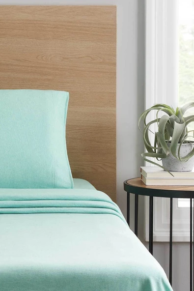 Mislina Home Roza Çift Kişilik Lastikli Penye Çarşaf Mint ürün görseli 1