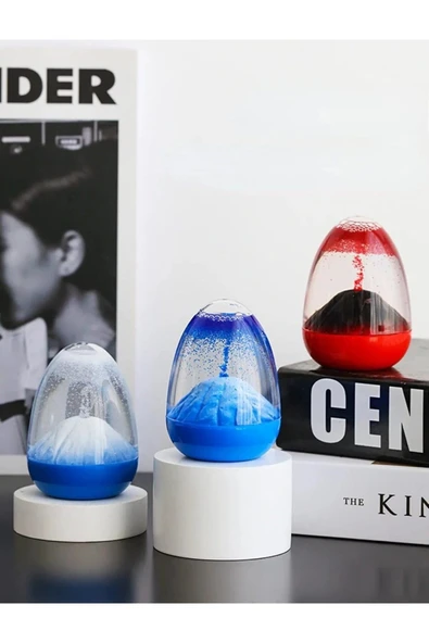 Volkan Patlaması Kırmızı Kum Saati Dekoratif Şık Görünümlü Kum Saati Ev Ofis Masa Üstü Hediyelik - Resim 7